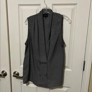 Who What Wear Gray Buttoned Blouse with Mandarin Collar
